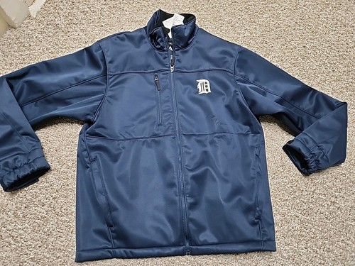 Detroit Tigers Zip Jacket Antigua Navy D Logo Lightweight Winter NWT $86