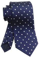 Men's Ties Tartan Plaid Stripe Formal Business Wedding One Size Navy White Dot