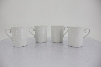 Dansk Blanc White Porcelain Mugs Set of 4 Vintage Scandinavian
