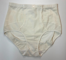 Vintage JOLIE SHAPER BRIEF Ivory XL Sheer LACE Sissy NYLON Burlesque PinUp Vamp