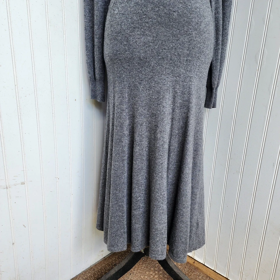 H&M Women's Thin Knit Sweater Dress  Charcoal Gray Long Sleeve Wool Blend Sz  XS - Image 2 of 4