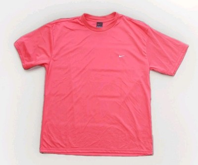 NIKE ORANGE RED EMBROIDERED Swish LOGO CREW SHORT Sleeve Shirt MEN XL CHEST 48