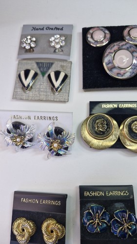 Vintage Gold tone Clip on Earings Job Lot x 10 Old new Stock Jacques Vert - Picture 4 of 12