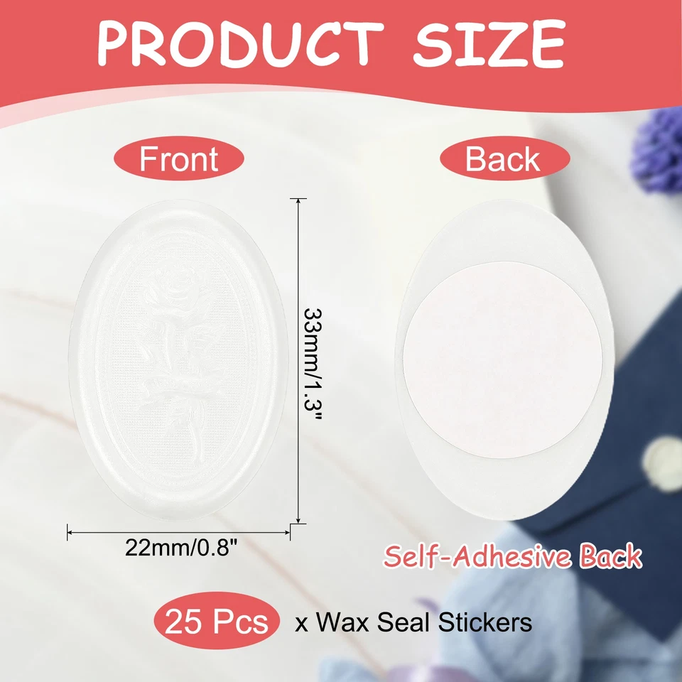 25 peças adesivos de vedação de cera, adesivos autoadesivos de selo de envelope rosa, branco - Imagem 2 de 4