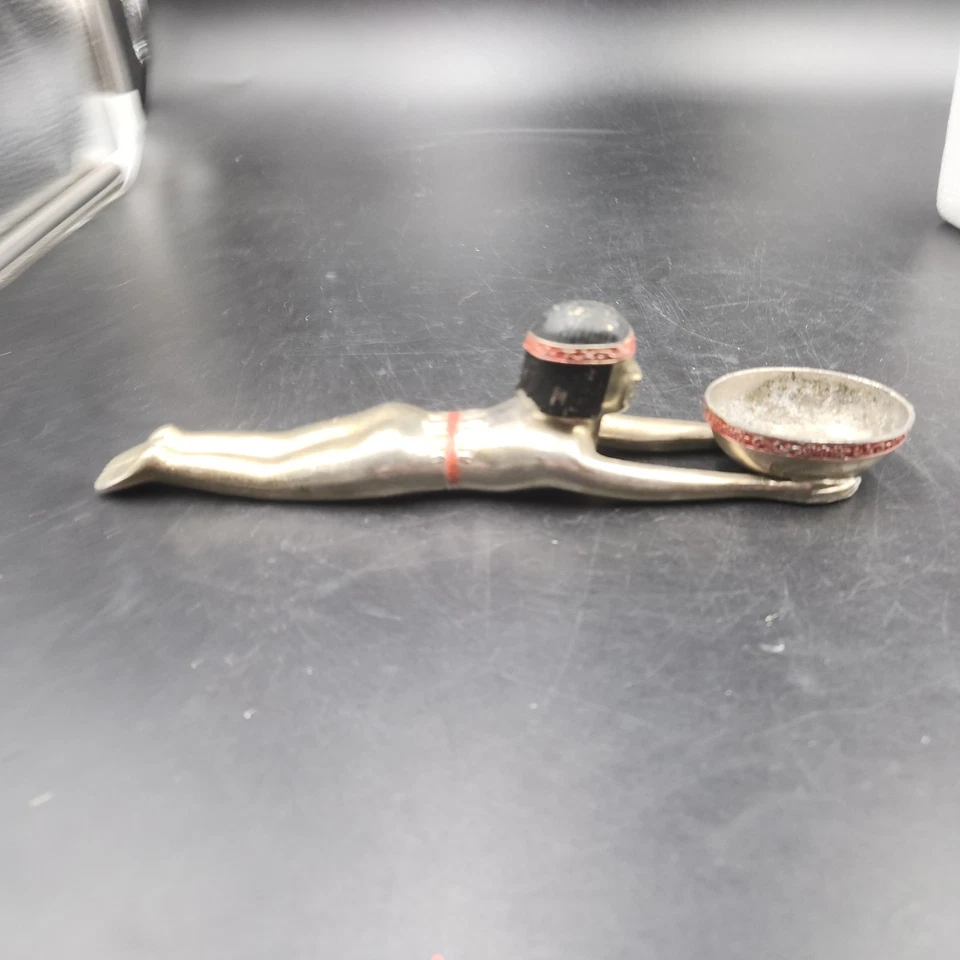 Antiguo QUEMADOR DE INCIENSO EGIPCIO 9" Gold Servant HKK JAPÓN Vintage Metal Foto 4 de 4