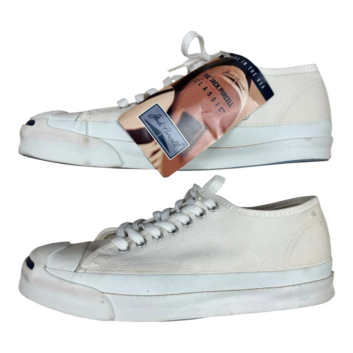 Converse Jack Purcell Signature Ox White Low UK7/US8 Made In USA Deadstock 1992
