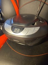 Jensen CD-475 Mini Boombox CD-AM/FM Radio-Aux In-Black-Tested, Works