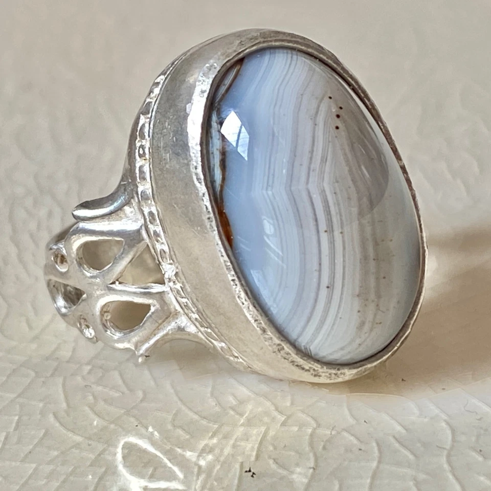 Anillo de plata de ley 925 para hombre yemení heal sulaimani ágata aqeeq عين سلطاني قوي Foto 2 de 4