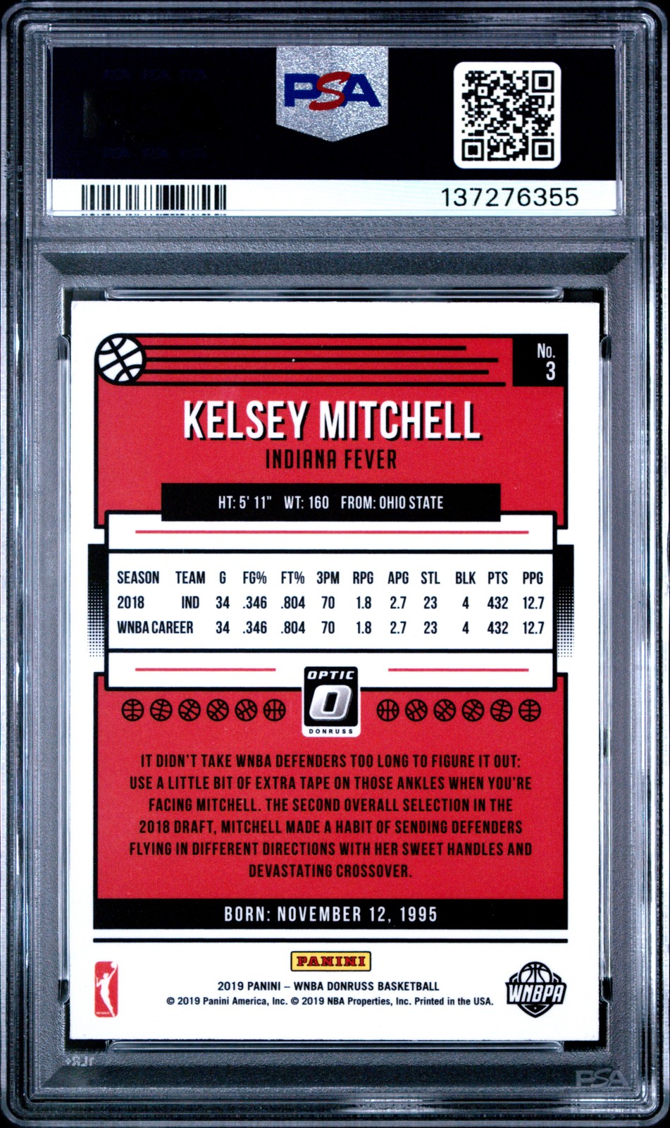 PSA 10 Kelsey Mitchell 2019 Panini Donruss Wnba Optic #3 Rookie,QTY view 2