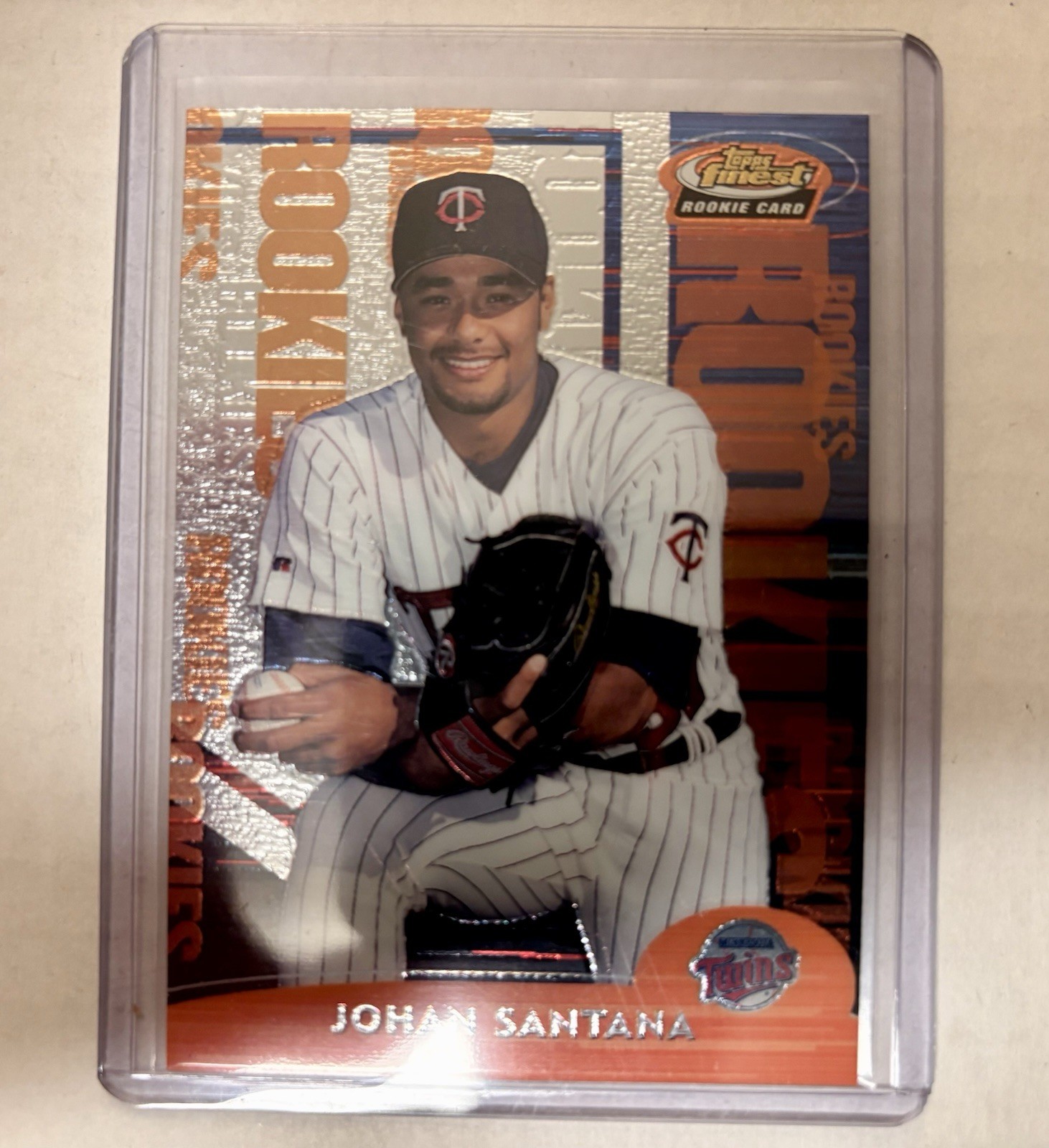 2000 Topps Finest - Rookies Johan Santana 1442/3000 (RC) Rookie Card #262