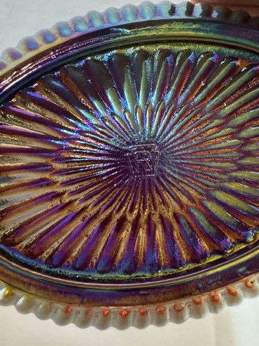 Red Carnival Glass Horse Pony Colt on Ribbed Base Covered Dish - Picture 7 of 11