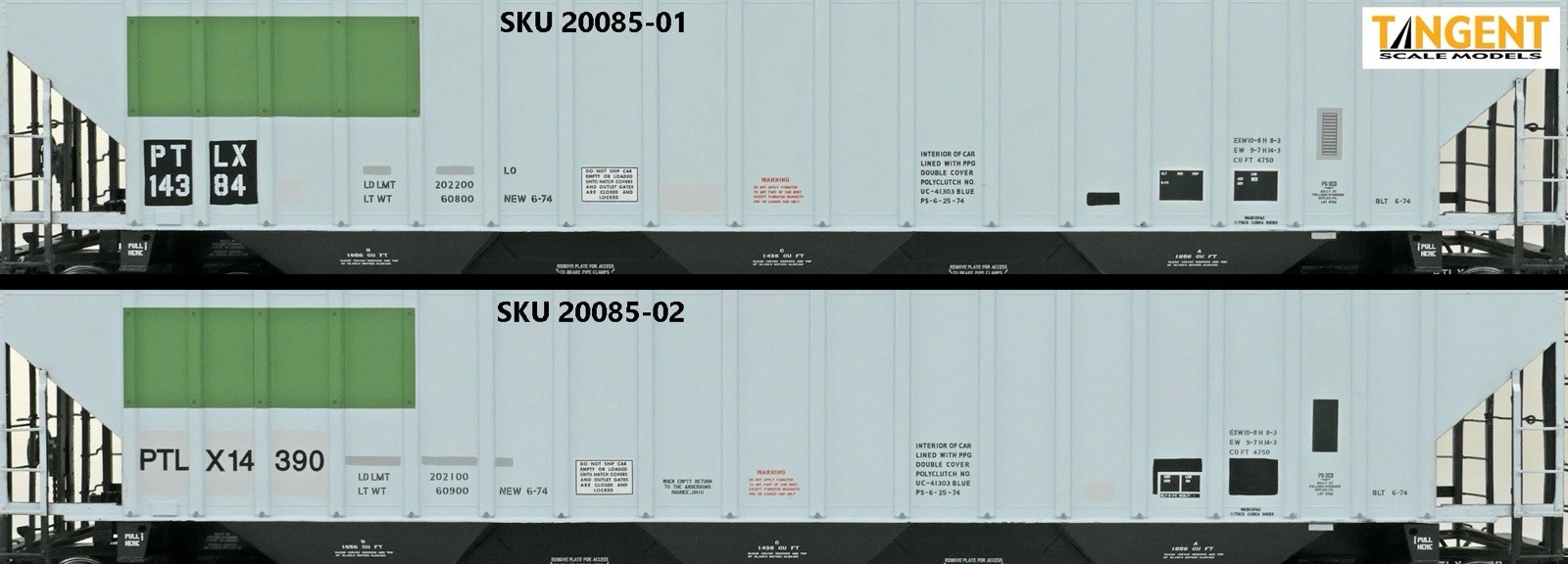 TANGENT HO PS-2CD 4750 Covered Hopper PTLX ex The Andersons 1999+