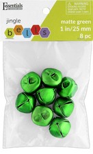 Essentials By Leisure Arts Jingle Bells 25mm Matte Green 8pc - 1in Craft Bells