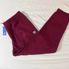 New Adidas Originals Men's Trefoil Essentials Pants - Maroon Sweatpants Joggers