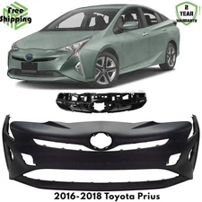 Front Bumper Cover Fascia & Grille Assembly Kit For 2016-2018 Toyota Prius