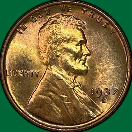 1937-D Lincoln Wheat Cent Brilliant Uncirculated BU Coin #37639