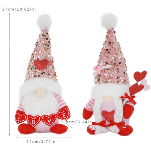 Valentine Gnome Plush Doll for Mr and Mrs Handmade Romantic Atmosphere - Picture 4 of 23