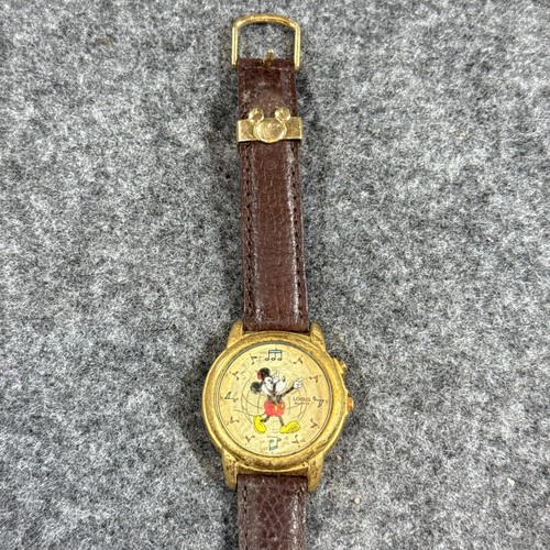 Vintage LORUS Quarz Mickey Mouse Musiknoten Lederband Uhr Hergestellt in Japan  - Bild 2 von 7