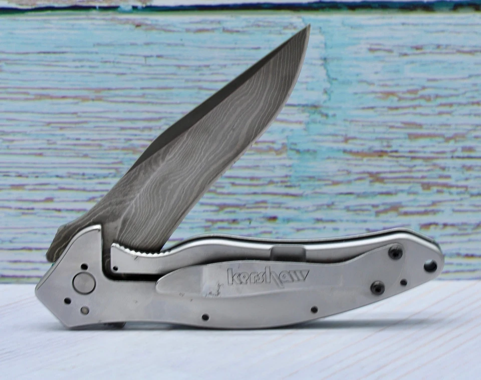 Aleta lisa Kershaw 1840DAM Shallot Ken Onion Design 3-1/2" Damasco - sin usar Foto 2 de 4