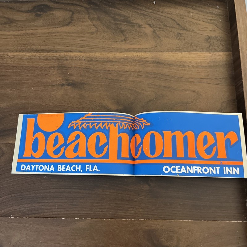 VINTAGE DAYTONA BEACH FLA. BEACHCOMER OCEANFRONT INN STICKER 1960s-70s X