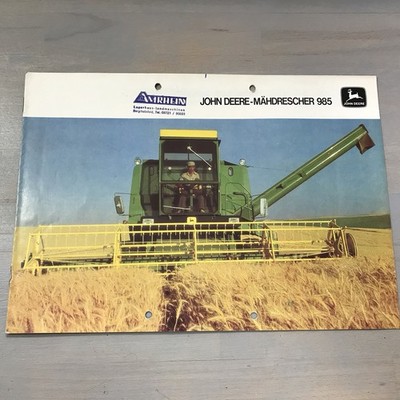 Original Prospekt John Deere 985 Mähdrescher Broschüre Werbung Vintage ca 1980