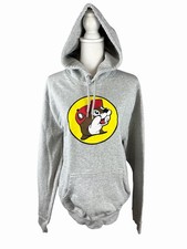 Buc-Ees Hoodie Sweatshirt Unisex Sz L Gray Bucees Beaver Logo Pullover P1