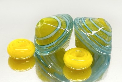 Handmade Lampwork Glass Beads From Murano Tamara Yarilo Brand 4 Pcs