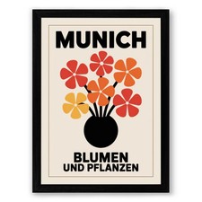 Munich Blumen Poster Retro Framed Wall Art Large Canvas Print Home Decor Picture