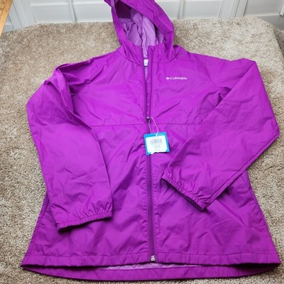 Columbia Switchback II Jacket Youth XL 18/20 Purple Hooded Windbreaker NWT