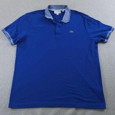 Lacoste Polo Shirt Mens 2XL Blue Contrast Collar Cotton Crocodile Regular STAINS