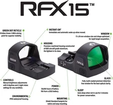 Viridian RFX 15 Green Dot Reflex Sight 3 MOA Reticle Aluminum Black - 9810055