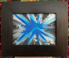 FRAMED DYNAMIC MODERN STYLE ABSTRACT OIL "ENERGETIC STAR BURST 2" ARTIST: BRENDA