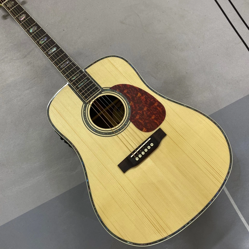 Заказная акустическая гитара D-45 верх из цельной ели со звукоснимателем быстрая доставка - Изображение 2 из 4