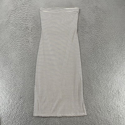 RVCA Strapless Tube Dress Womens Small Cutout Back Stripe Knit White Summer