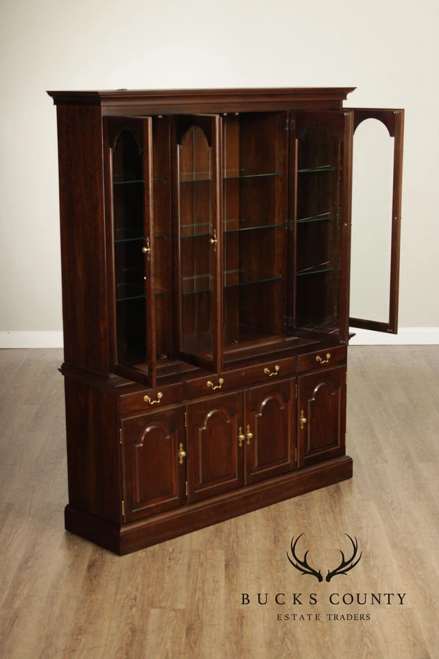 Stickley Traditional Style Cherry Lighted China Cabinet Hutch - Image 4 of 4