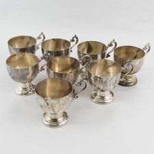 Lot of 8 Footed Silverplate Punch Cups Crown Maker's Mark