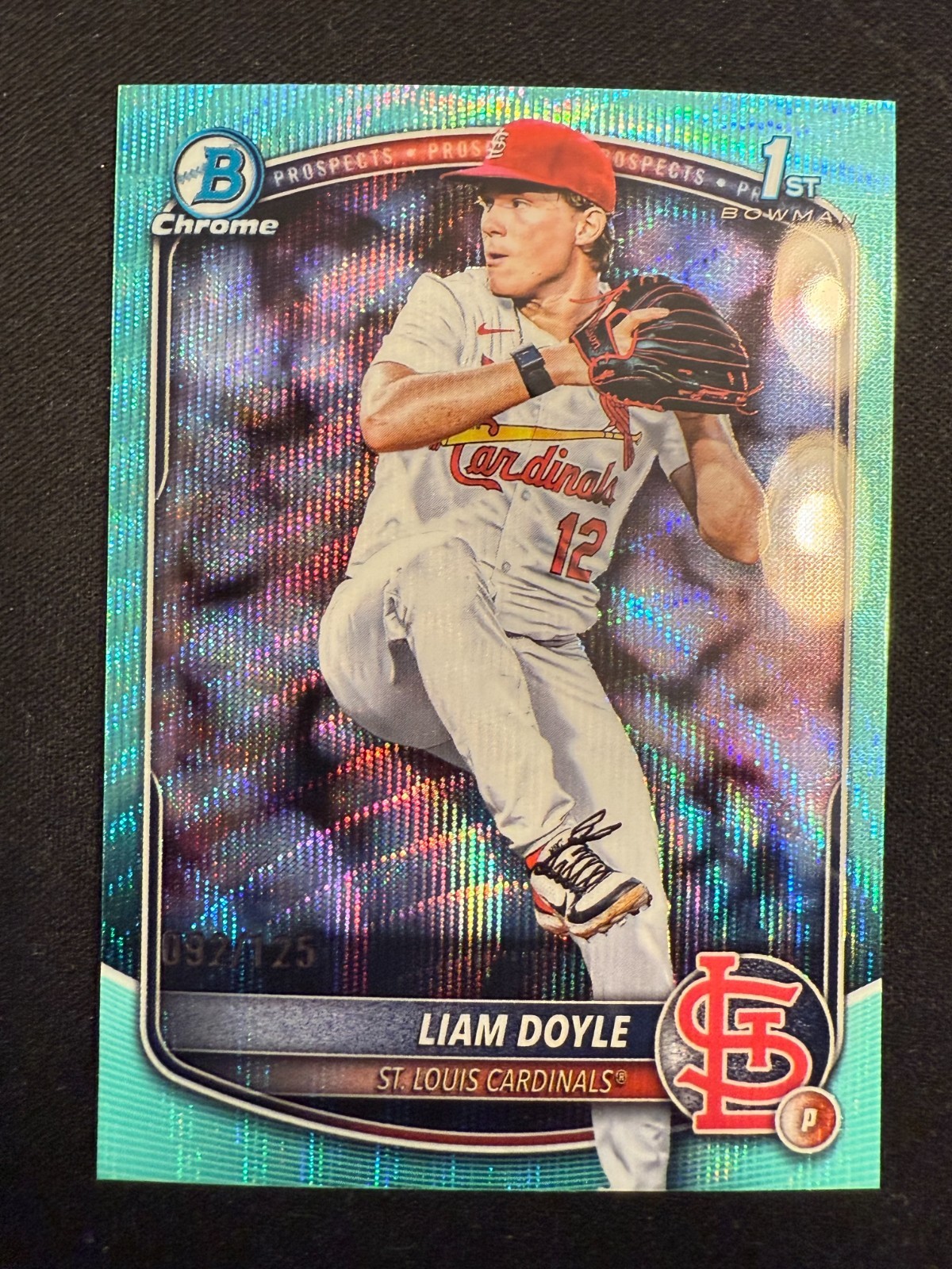 2025 Bowman Chrome Draft Liam Doyle 1st Prospect Aqua Wave /125 #BDC-12