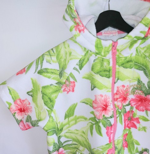 Tommy Bahama Kids L/XL 7-12 Hooded Zip Front Terrycloth Swim Coverup Robe Floral - Picture 4 of 14