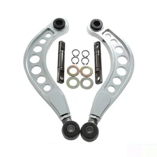BLACKHORSE-RACING 2PCS Rear Adjustable Upper Camber Kit Silver Compatible with