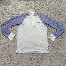 Women Large White/Purple Equine Couture Long Sleeve Horseback Riding Show Shirt