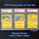 PSA 10 Pikachu Sequential 3-Card Set Gym & Illustration Promos 2023-2025 GEM MT