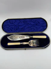 Benjamin Barling&Sons Sterling Fish Knife&Fork Set, London Hallmarked, Cased