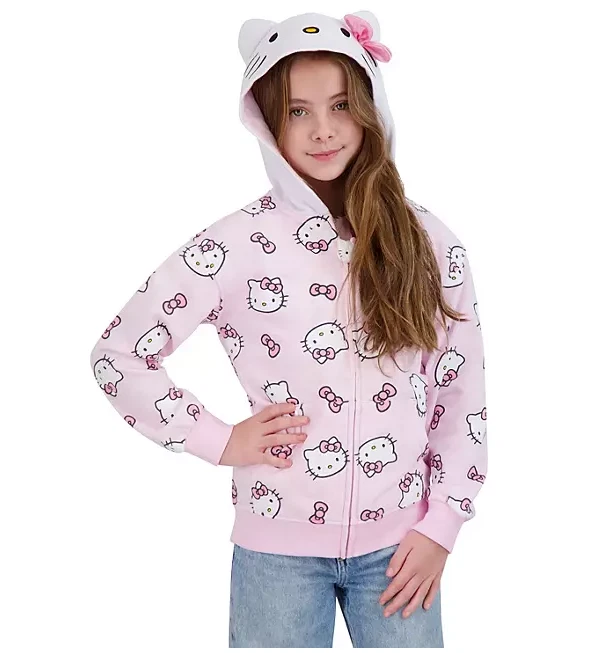 Nuevo $54 DISNEY Personaje HELLO KITTY Niñas Terry Francés Sudadera con Capucha Chaqueta Talla: 6/7 Foto 4 de 4