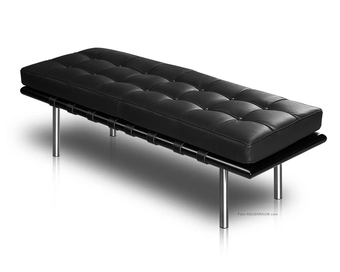 Black Leather Bench Bench Real Leather Black Ashwood Length 130