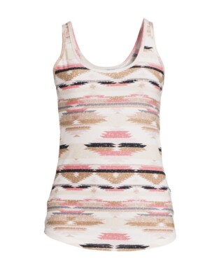 M (7-9) Junior Womens Super Soft Fitted Scoop Neck Printed Tank #4561