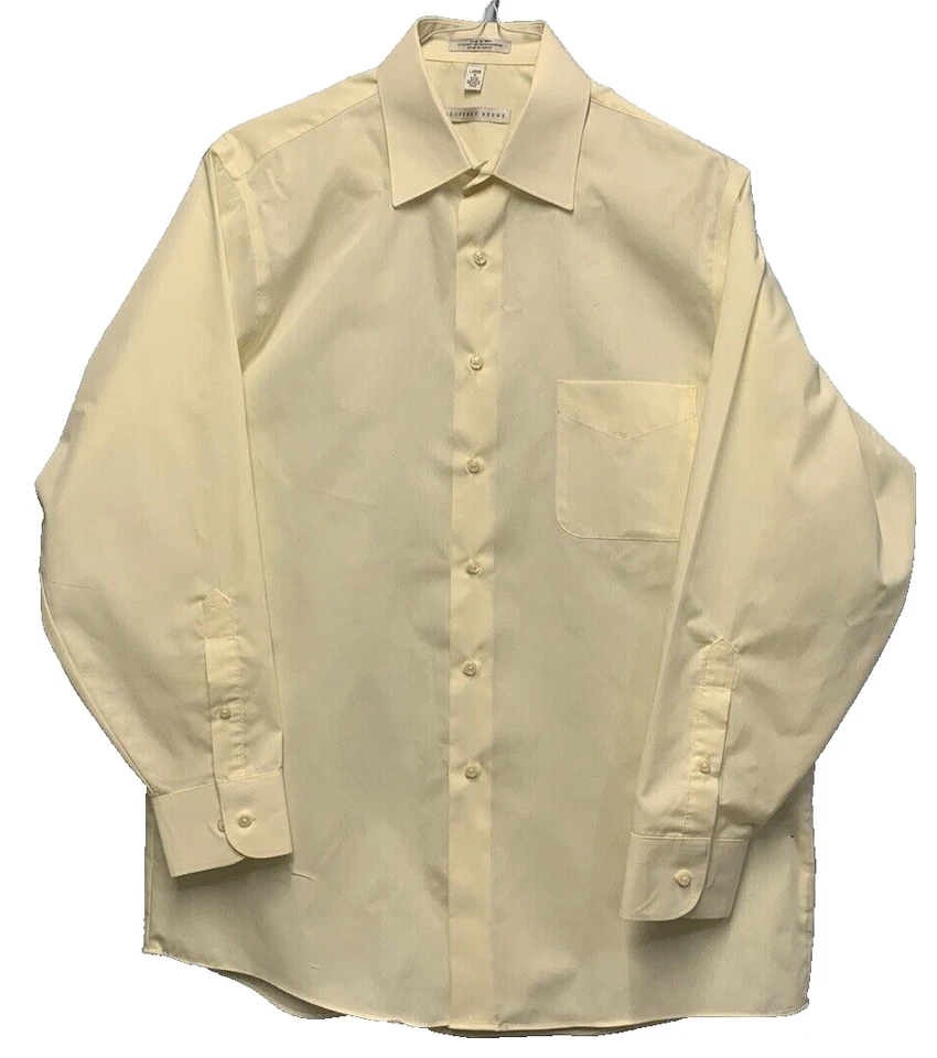 Camisa de hombre Geoffrey Beene con botones manga larga fresca y seca marfil L 16 32-33 Foto 2 de 4