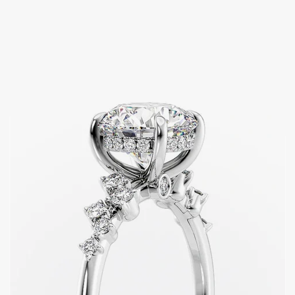 Bague De Fiançailles/Mariage Diamant Simulé 3.25 Carats - Or Blanc 14k - Taille Personnalisable
