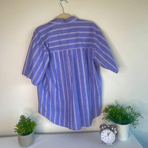 Trader Bay Shirt Mens XL Purple White Striped VTG 90s Single Stitch Collared - Picture 6 of 9