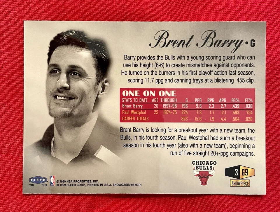 1999 Flair Showcase Brent Barry Row 3 Seat 69 Pack To Sleeve PRISTINE 🏀🔥🏀 - Image 2 of 2
