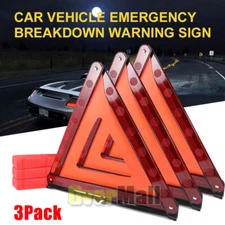 3 Emergency Warning Triangle DOT Approved Reflective Safety Roadside Kit for Car